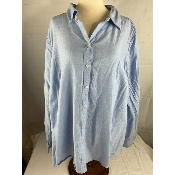 Women’s Crofts & Barrow Long Sleeve Button Up Shirt Plus Size 2X Light Blue EUC - Picture 1 of 3